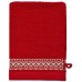 Serviette rouge motif "chalet" + gant